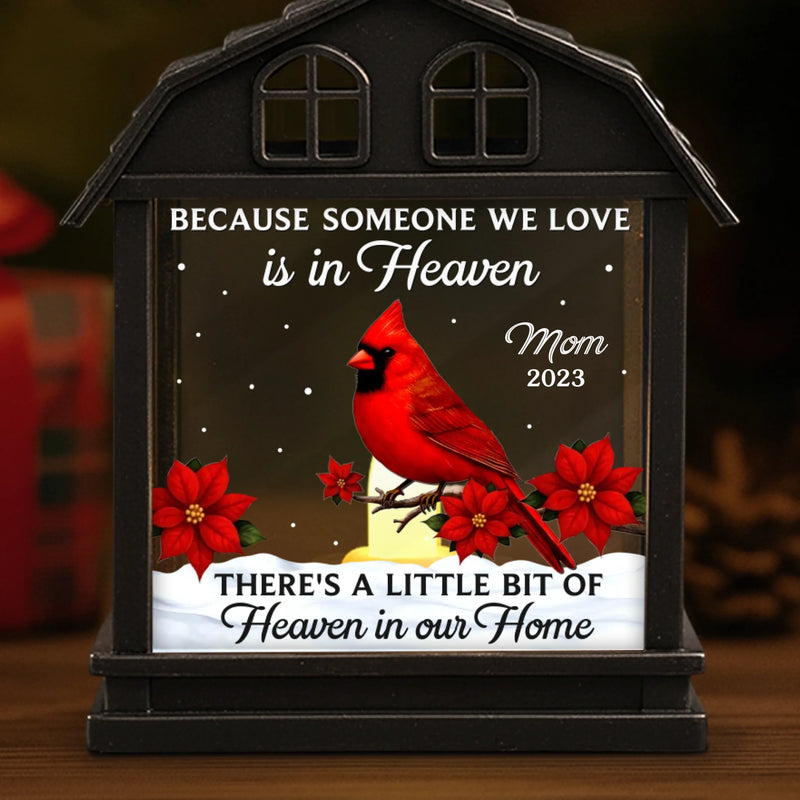 Custom Cardinal LED House Lantern Light - Personalized Christmas Memorial Sympathy Gifts For Loss Of Mom, Dad - A Beautiful Life Forever Remembered