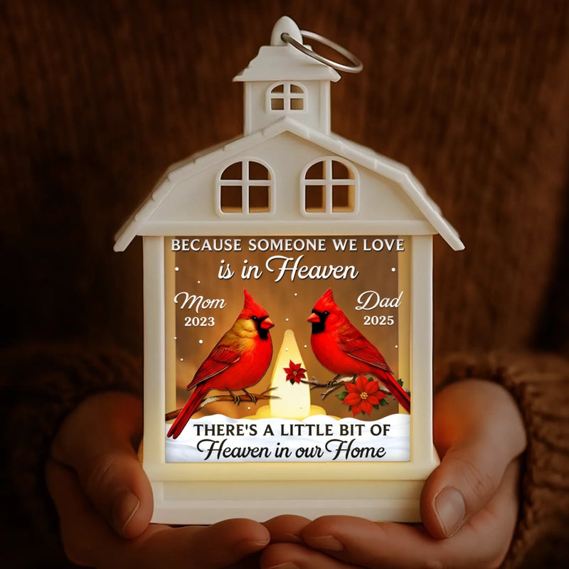 Custom Cardinal LED House Lantern Light - Personalized Christmas Memorial Sympathy Gifts For Loss Of Mom, Dad - A Beautiful Life Forever Remembered