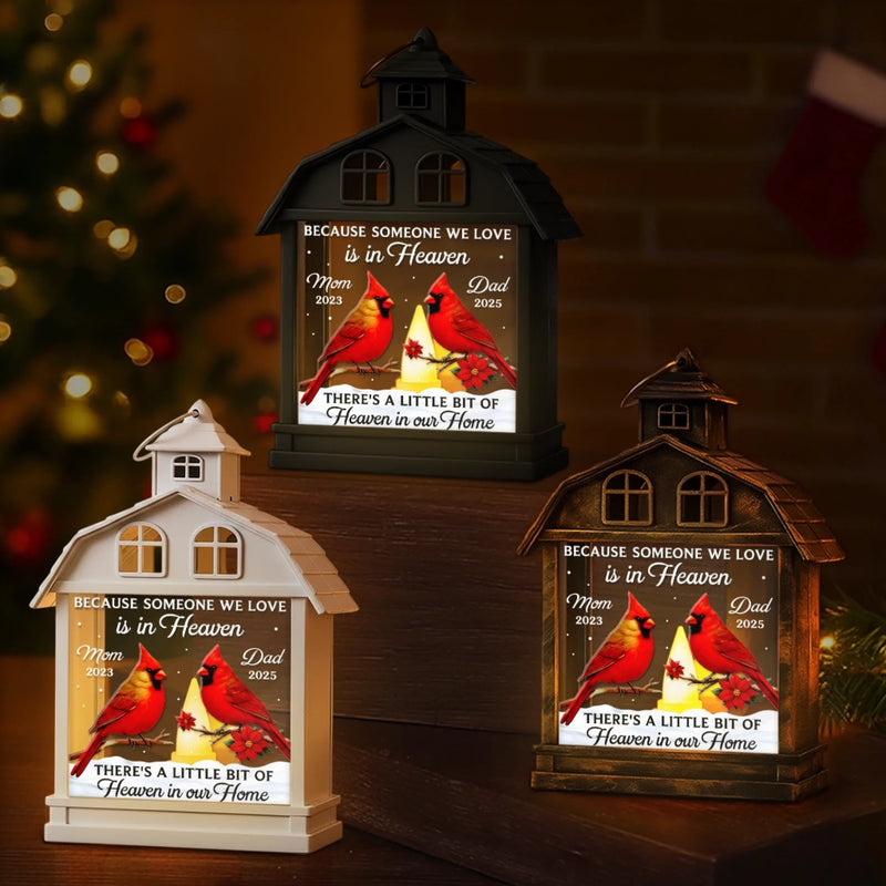 Custom Cardinal LED House Lantern Light - Personalized Christmas Memorial Sympathy Gifts For Loss Of Mom, Dad - A Beautiful Life Forever Remembered