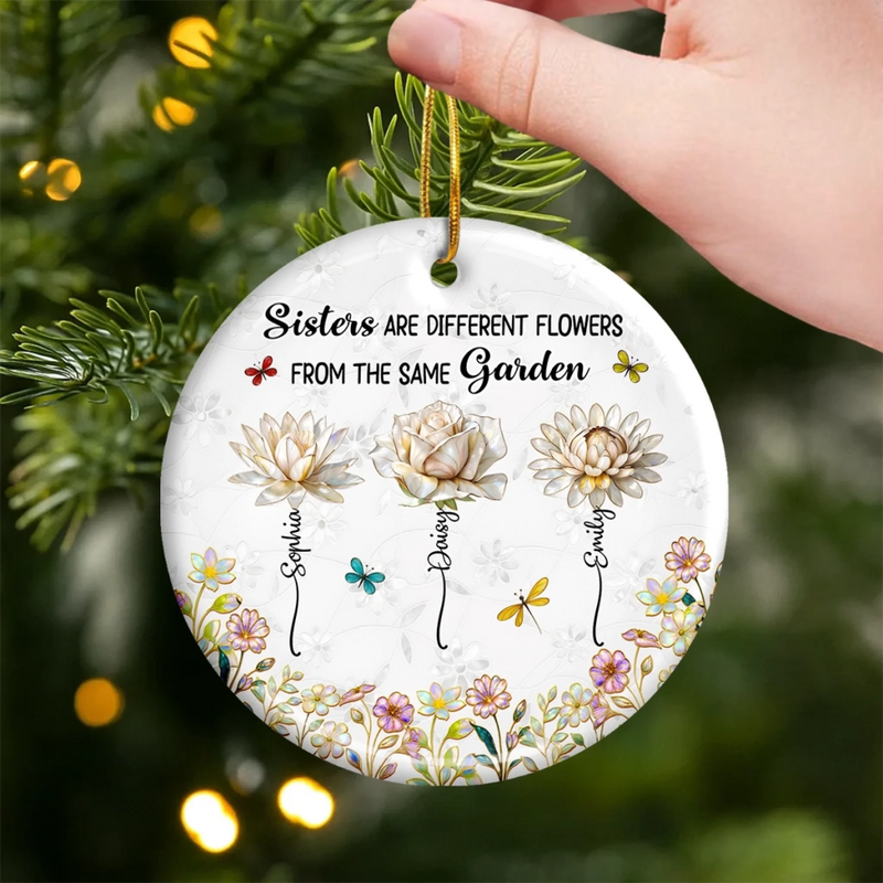 Custom Ceramic Ornament - Personalized Best Friend Christmas Birthday Gifts For Women, Besties, Sisters, BFF - Bestie Bonds Bloom In Every Season