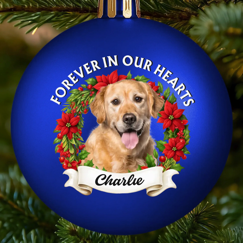 Custom Photo Colored Ball Ornament - Personalized Pet Christmas Memorial Sympathy Gifts For Dogs, Cats - Love Stays Beyond The Leash
