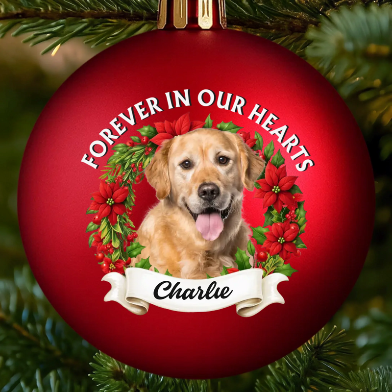 Custom Photo Colored Ball Ornament - Personalized Pet Christmas Memorial Sympathy Gifts For Dogs, Cats - Love Stays Beyond The Leash