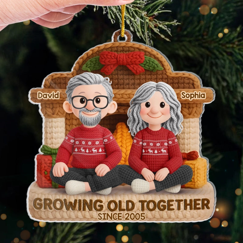 Custom Crochet Acrylic Ornament - Personalized Anniversary Christmas Wedding Gifts For Husband And Wife, Him And Her - Crochet Couple, Knitted In Time