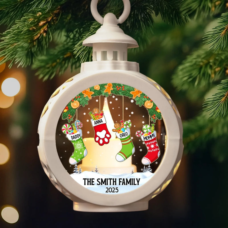 Custom Candlelight Lantern Ornament -  Personalized Christmas Birthday Gifts For Mom, Dad, Brother, Sister, Kids - Love And Joy Fill Christmas New Arrival