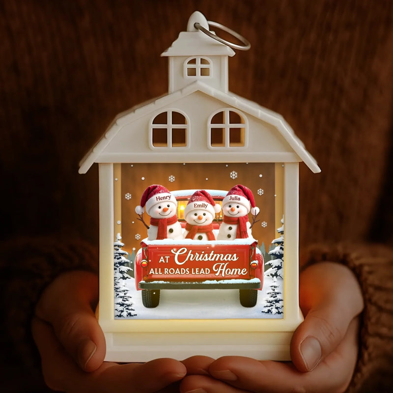 Custom Snowman LED Tabletop Lantern Light - Personalized Christmas Birthday Gifts For Mom, Dad, Brother, Sister, Kids - Love Makes Us Strong Together - New Arrival