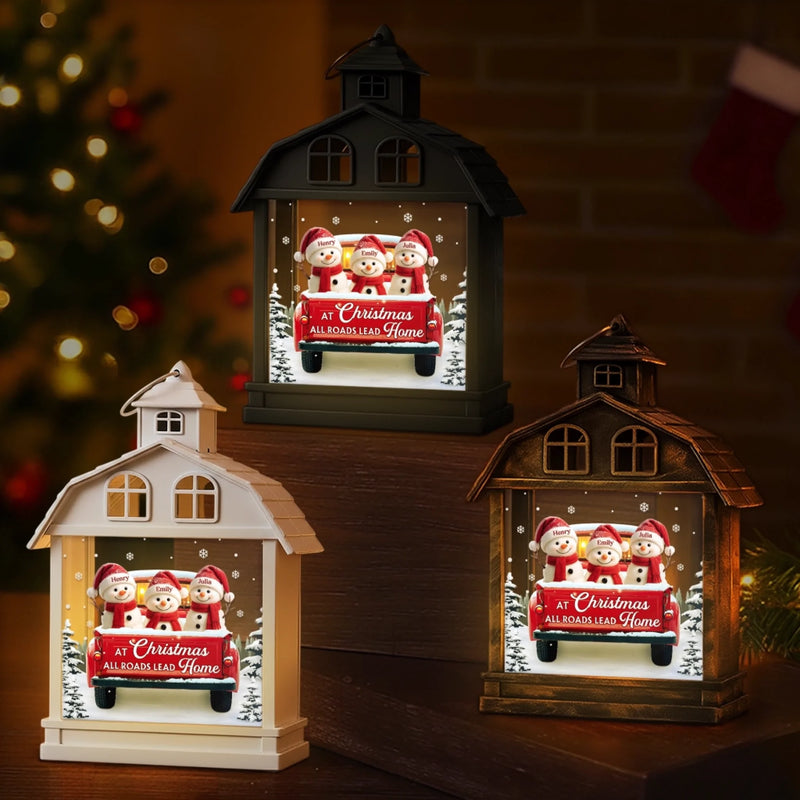 Custom Snowman LED Tabletop Lantern Light - Personalized Christmas Birthday Gifts For Mom, Dad, Brother, Sister, Kids - Love Makes Us Strong Together - New Arrival