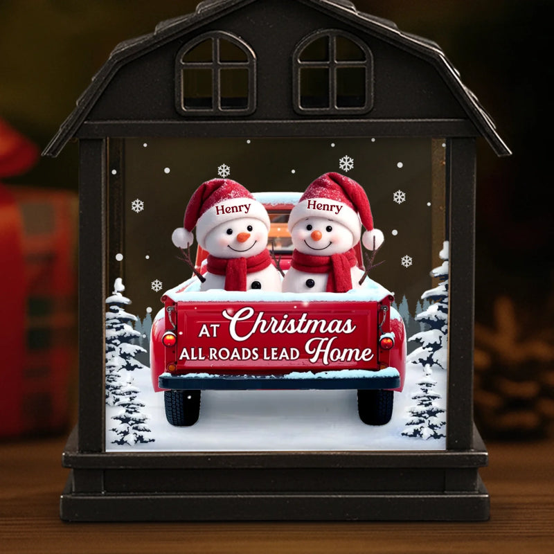 Custom Snowman LED Tabletop Lantern Light - Personalized Christmas Birthday Gifts For Mom, Dad, Brother, Sister, Kids - Love Makes Us Strong Together - New Arrival