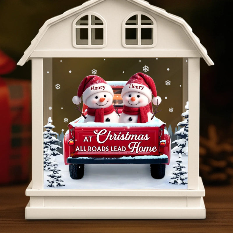 Custom Snowman LED Tabletop Lantern Light - Personalized Christmas Birthday Gifts For Mom, Dad, Brother, Sister, Kids - Love Makes Us Strong Together - New Arrival