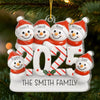 Custom Snowman Family Acrylic Ornament - Personalized Christmas Birthday Gifts For Mom, Dad, Kids - Hugs In The Snow
