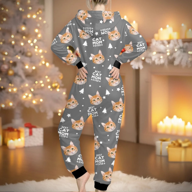 Custom Photo Adult Onesie - Personalized Christmas Birthday Gifts For Dog Lovers, Dog Moms - Best Dog Mom Vibes Only
