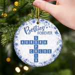 Custom Scrabble Ceramic Ornament - Personalized Best Friend Birthday Gifts For Women, Besties, Sisters, BFF - Tied Together In Every Way