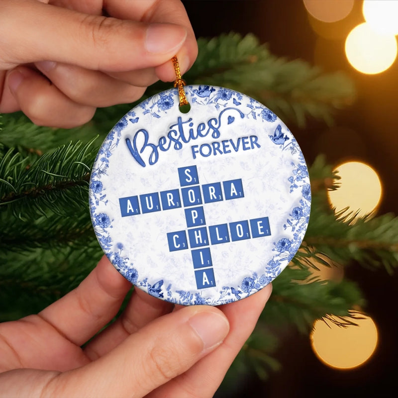 Custom Scrabble Ceramic Ornament - Personalized Best Friend Birthday Gifts For Women, Besties, Sisters, BFF - Tied Together In Every Way
