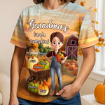 Custom Fall Autumn Unisex T-shirt - Personalized Birthday Gifts For Mom, Grandma - Little Smiles Bloom From Gentle Hands