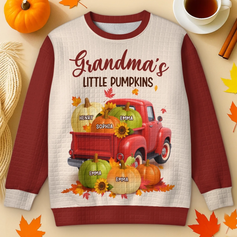 Custom Fall Autumn Waffle Sweatshirt - Personalized Birthday Gifts For Mom, Grandma - Laughter Echoes Through Every Hug
