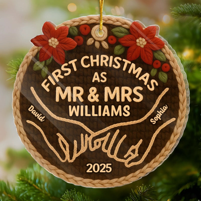 Custom Crochet Acrylic Ornament - Personalized Anniversary Christmas Wedding Gifts For Husband And Wife, Him And Her -  From I Do To Merry