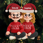 Custom Crochet Acrylic Ornament - Personalized Anniversary Christmas Wedding Gifts For Husband And Wife, Him And Her - Hooked On Love