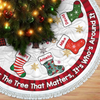 Custom Tree Skirt - Personalized Christmas Birthday Gifts For Mom, Dad, Brother, Sister, Kids - Hearts Together Make Noel Warm
