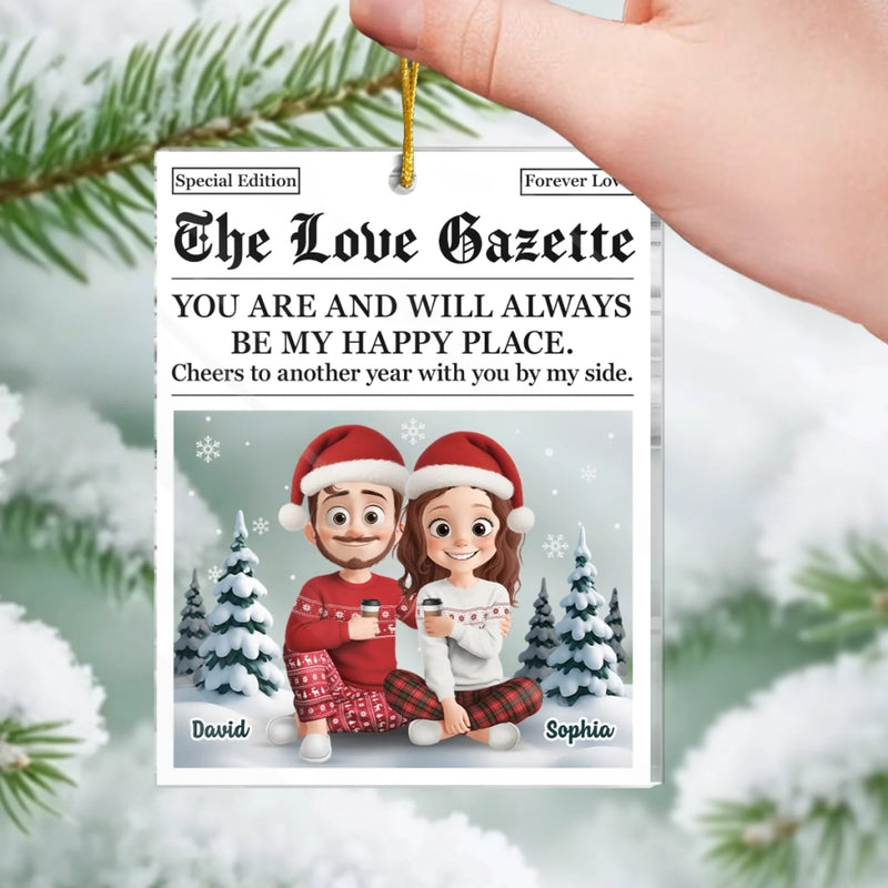 Custom Acrylic Ornament - Personalized Anniversary Christmas Wedding Gifts For Husband And Wife, Him And Her - Love In Bold Letters