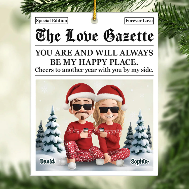 Custom Acrylic Ornament - Personalized Anniversary Christmas Wedding Gifts For Husband And Wife, Him And Her - Love In Bold Letters