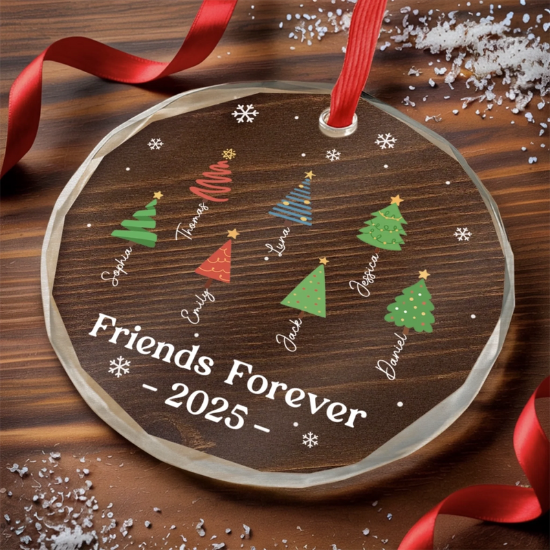 Custom Circle Glass Ornament - Personalized Christmas Best Friend Birthday Gifts For Women, Besties, Sisters, BFF - Brightest With You