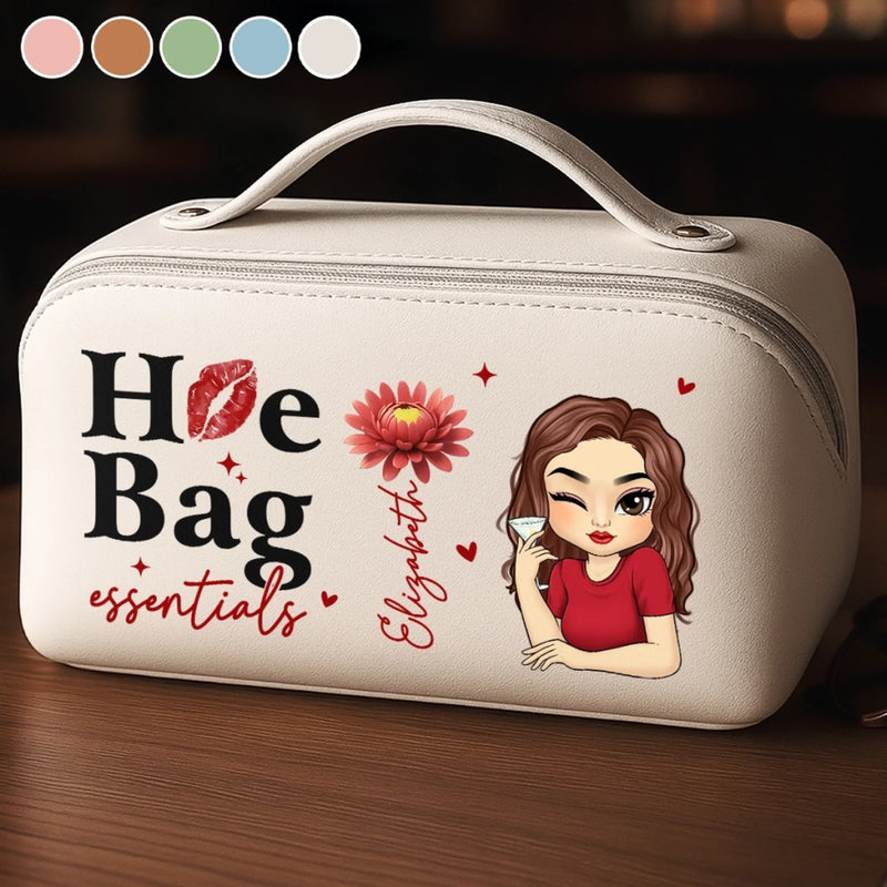 Custom PU Leather Travel Toiletry Bag - Personalized Birthday Gifts For Women, Besties, Sisters, BFF, Yourself - Stronger Each Day With My Journey