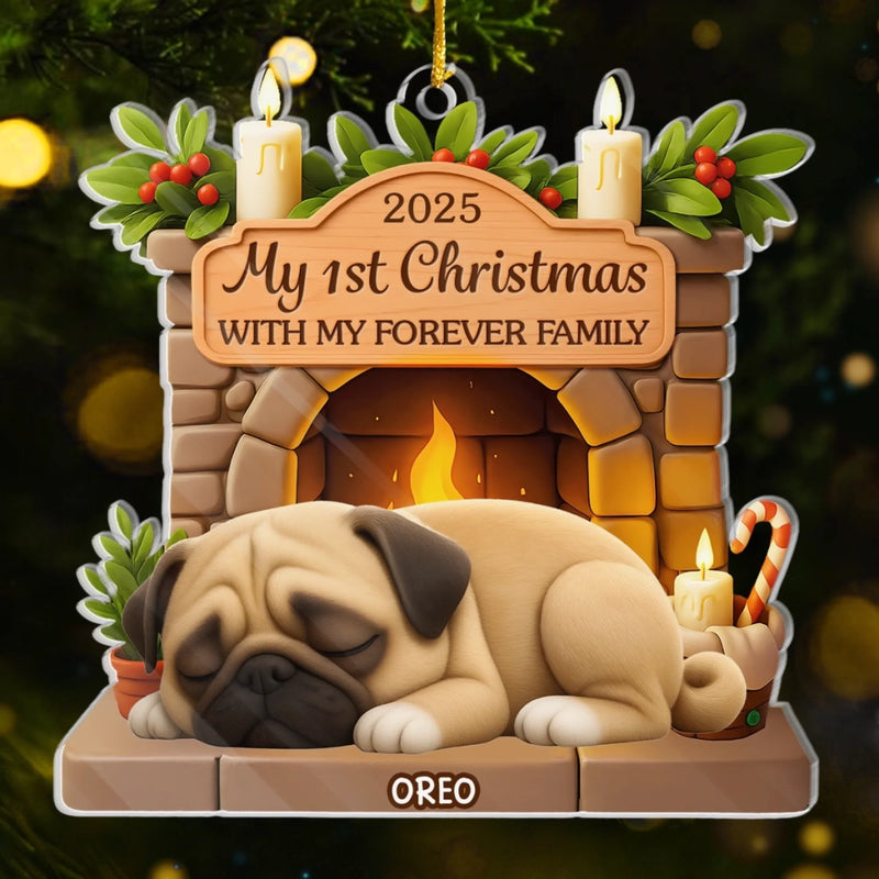 Custom First Christmas Acrylic Ornament - Personalized Christmas Birthday Gifts For Dog Lovers, Dog Dad And Mom - Paws And Love Forever