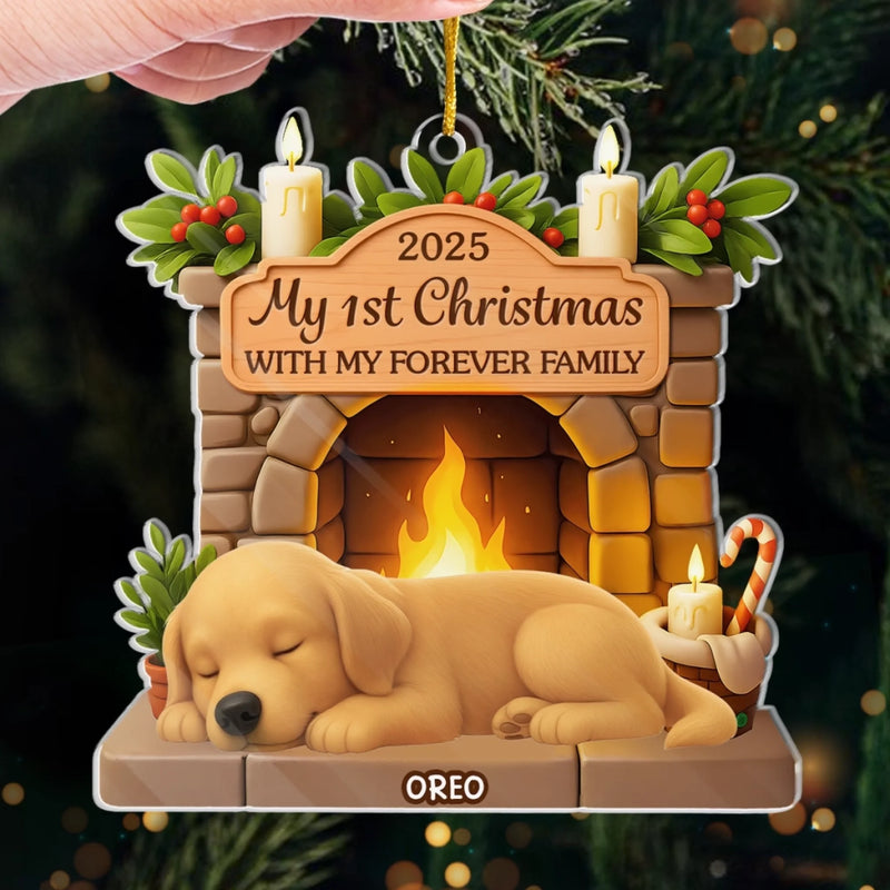 Custom First Christmas Acrylic Ornament - Personalized Christmas Birthday Gifts For Dog Lovers, Dog Dad And Mom - Loyal Hearts Wagging Tails