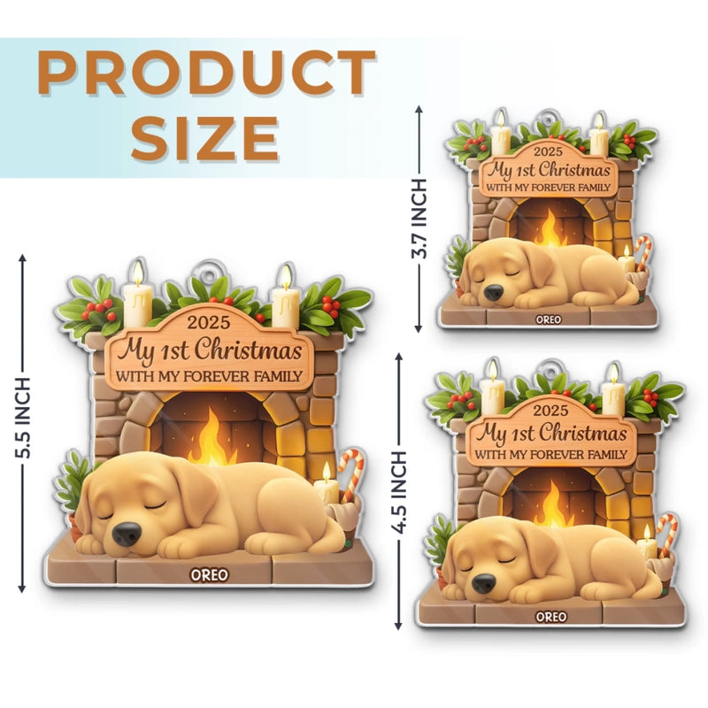 Custom First Christmas Acrylic Ornament - Personalized Christmas Birthday Gifts For Dog Lovers, Dog Dad And Mom - Home Is Where Dog Is