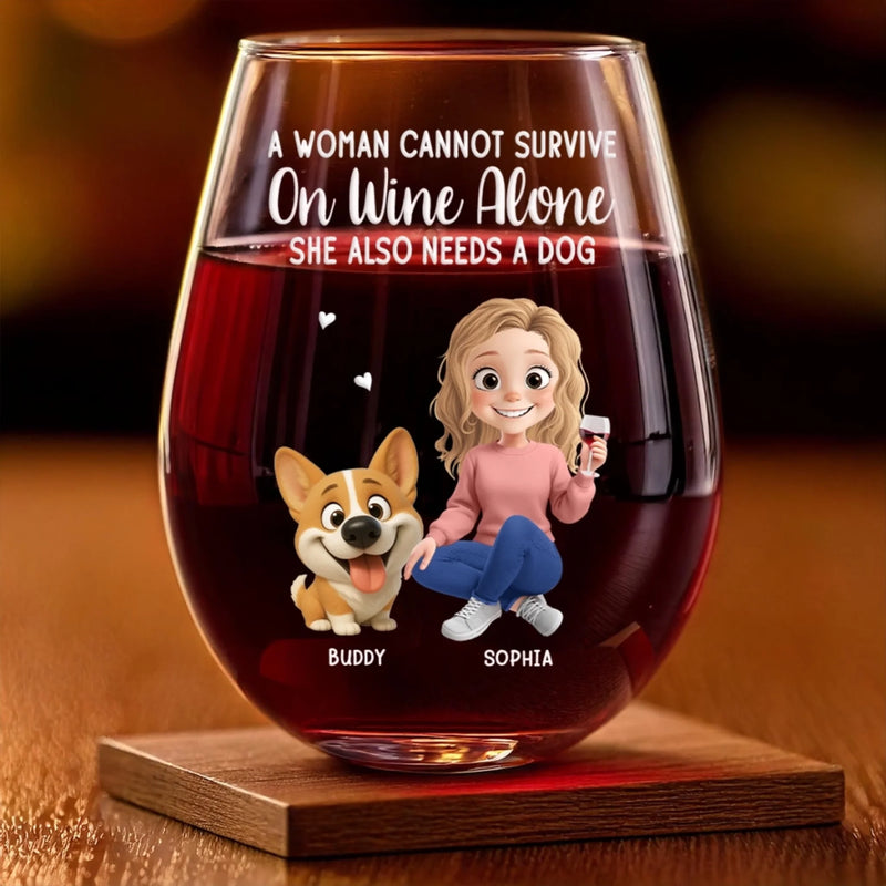 Custom Wine Glass - Personalized Birthday Gifts For Dog Lovers, Dog Dad And Mom - Fur Baby My Cheers