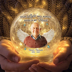 Custom Photo Crackle Glass LED Ball - Personalized Christmas Memorial Sympathy Gifts For Loss Of Mom, Dad - Your Love Stays Here