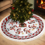 Custom Crochet Snowman Tree Skirt - Personalized Christmas Birthday Gifts For Mom, Dad, Brother, Sister, Kids - Our Christmas Our Story