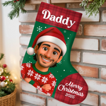 Custom Photo Christmas Stocking - Personalized Christmas Birthday Gifts For Mom, Dad, Brother, Sister, Kids - Official Members Of Team Santa