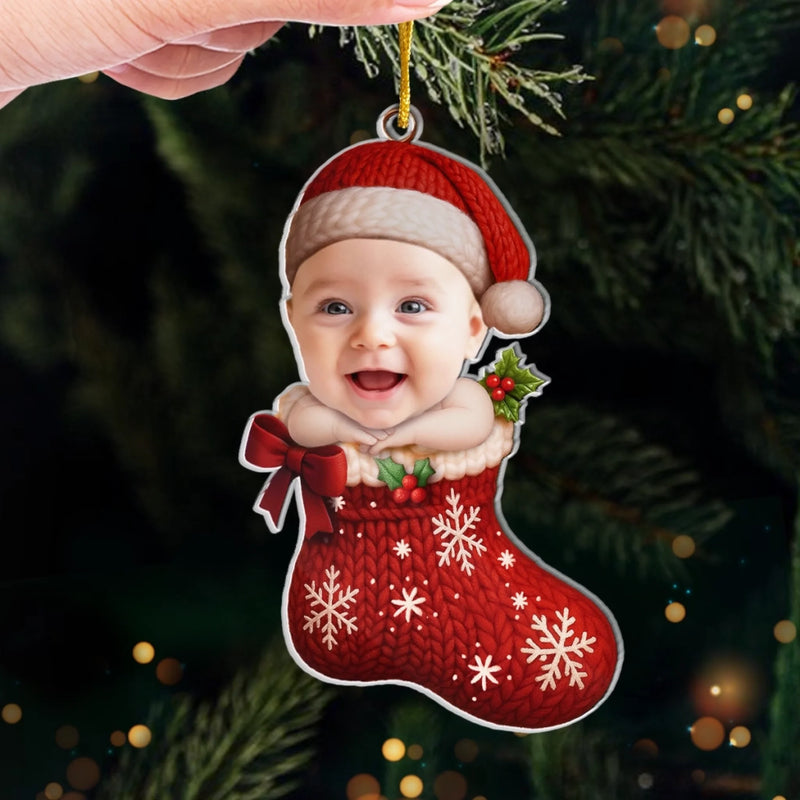 Custom Photo Acrylic Ornament - Personalized Christmas Birthday Gifts For Kids - Baby Sparkles Love All Around