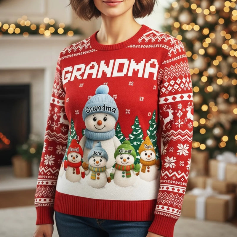 Custom Snowman Unisex Ugly Sweatshirt - Personalized Christmas Birthday Gifts For Mom, Grandma - Christmas Wonder Glows In Every Smile