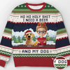 Custom Unisex Ugly Sweatshirt - Personalized  Christmas Birthday Gifts For Dog Lovers, Dog Dad And Mom - Ho Ho Hold My Beer