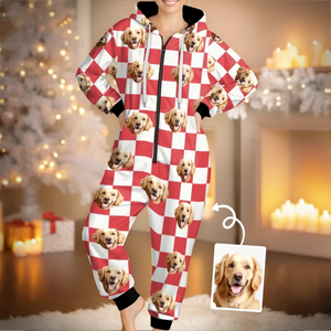Custom Photo Adult Onesie - Personalized Christmas Birthday Gifts For Dog Cat Lovers, Dog Dad And Mom, Cat Owners - Too Glam To Give A Woof