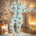 Custom Photo Adult Onesie - Personalized Christmas Birthday Gifts For Dog Cat Lovers, Dog Dad And Mom, Cat Owners - Me And My Dog, The Real Couple Goals
