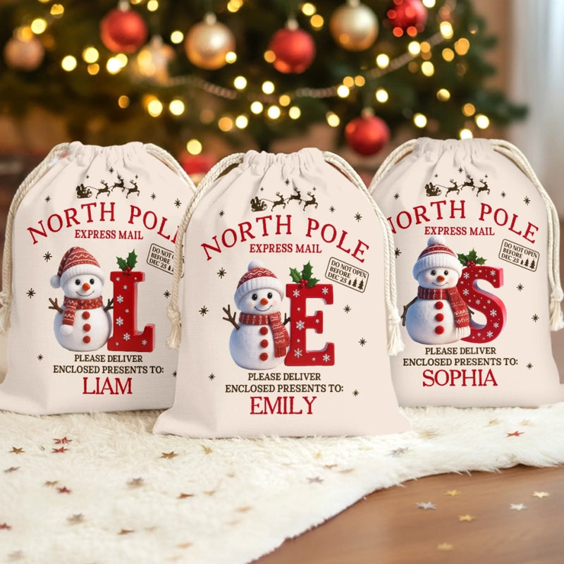 Custom Snowman Favor Bag - Personalized Christmas Birthday Gifts For Kids - Little Hands Big Christmas Dreams