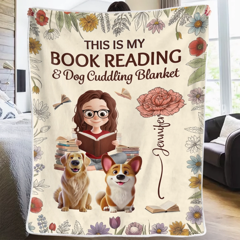 Custom Blanket - Personalized Christmas Bookish Gifts For Book Lovers, Bookworms, Dog Dad And Mom, Cat Owners - Reading Buddies Forever