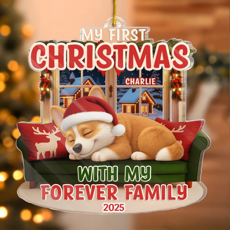 Custom First Christmas Acrylic Ornament - Personalized Christmas Birthday Gifts For Dog Cat Lovers, Dog Dad And Mom, Cat Owners - Meowy Catmas, Hooman