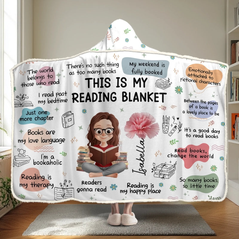 Custom Affirmation Snuggle Blanket, Hoodie Blanket - Personalized Christmas Bookish Gifts For Book Lovers, Bookworms, Readers - Bookaholic And Proud