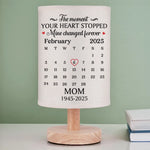 Custom Memorial Calendar Gifts for Mom - Personalized Fabric Table Lamp