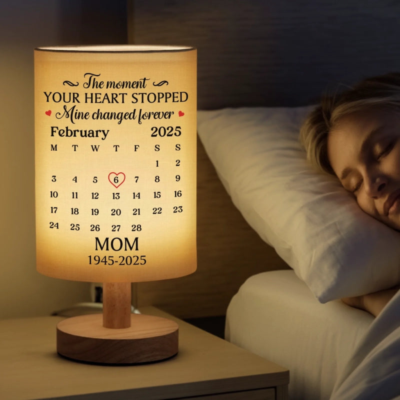 Custom Linen Bedside Table Lamp - Personalized Memorial Sympathy Gifts For Loss Of Mom, Dad - Always Near Always Loved