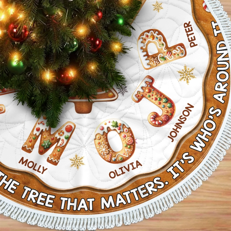 Custom Name Gingerbread Christmas Family Decor - Personalized Tree Skirt