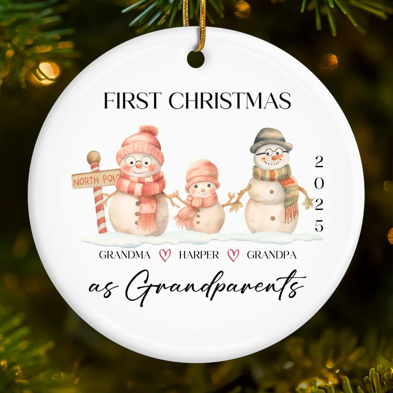 Custom Baby's First Christmas Grandparents Ceramic Ornament - Personalized Christmas Birthday Gifts For First Time Grandparents, Future Grandpa and Grandma, Family - Christmas Feels New Again