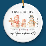 Custom Baby's First Christmas Grandparents Ceramic Ornament - Personalized Christmas Birthday Gifts For First Time Grandparents, Future Grandpa and Grandma, Family - Christmas Feels New Again