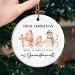 Custom Baby's First Christmas Grandparents Ceramic Ornament - Personalized Christmas Birthday Gifts For First Time Grandparents, Future Grandpa and Grandma, Family - Christmas Feels New Again
