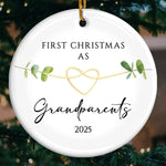 Custom Baby's First Christmas Grandparents Ceramic Ornament - Personalized Christmas Birthday Gifts For First Time Grandparents, Future Grandpa and Grandma, Family - Grandbaby’s First Christmas Joy