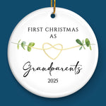 Custom Baby's First Christmas Grandparents Ceramic Ornament - Personalized Christmas Birthday Gifts For First Time Grandparents, Future Grandpa and Grandma, Family - Grandbaby’s First Christmas Joy