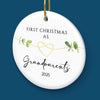 Custom Baby's First Christmas Grandparents Ceramic Ornament - Personalized Christmas Birthday Gifts For First Time Grandparents, Future Grandpa and Grandma, Family - Grandbaby’s First Christmas Joy